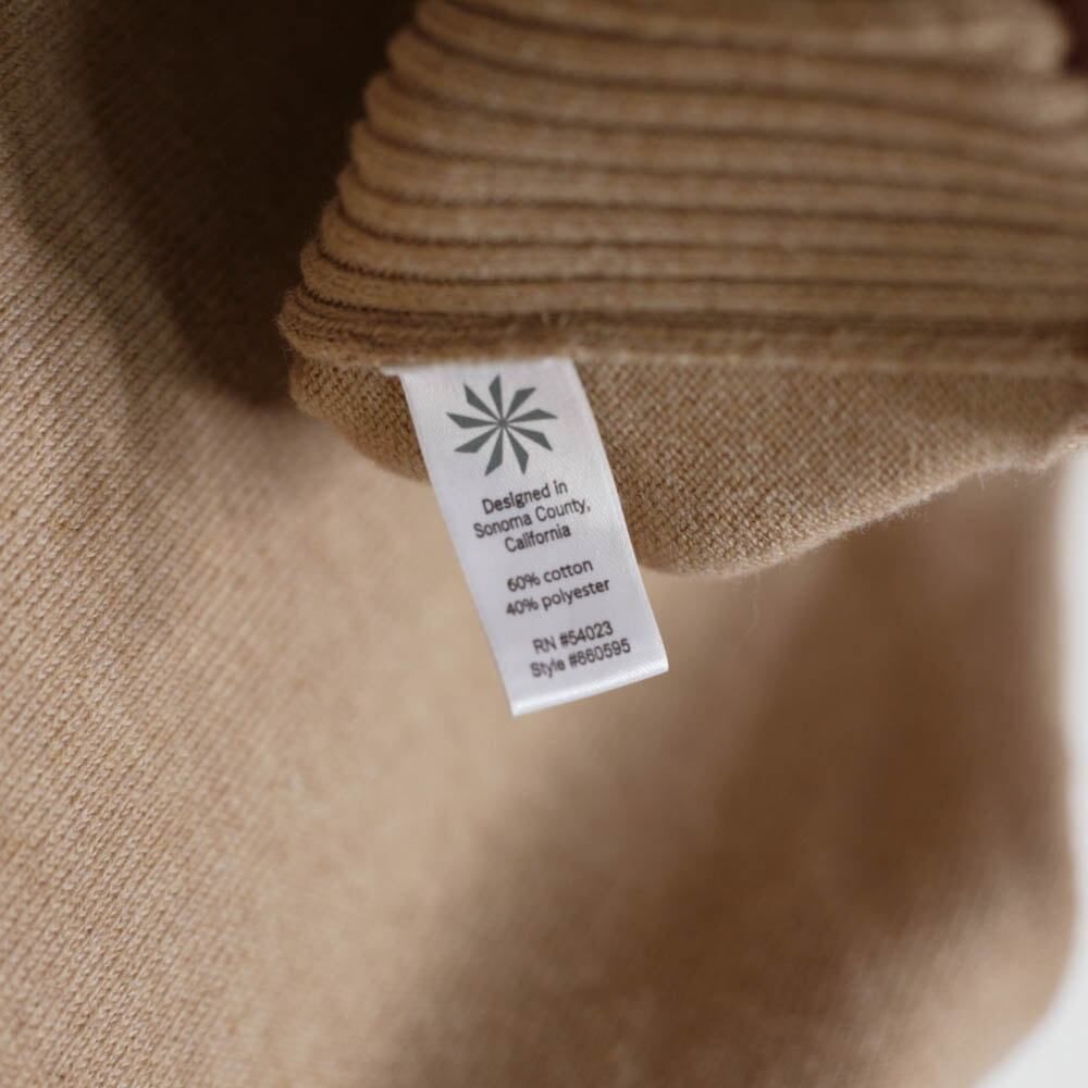 Athleta Sweater Dress Medium Tan Cowl Neck Mini Ribbed Knit 2 Pockets Cozy Beige - Picture 7 of 7
